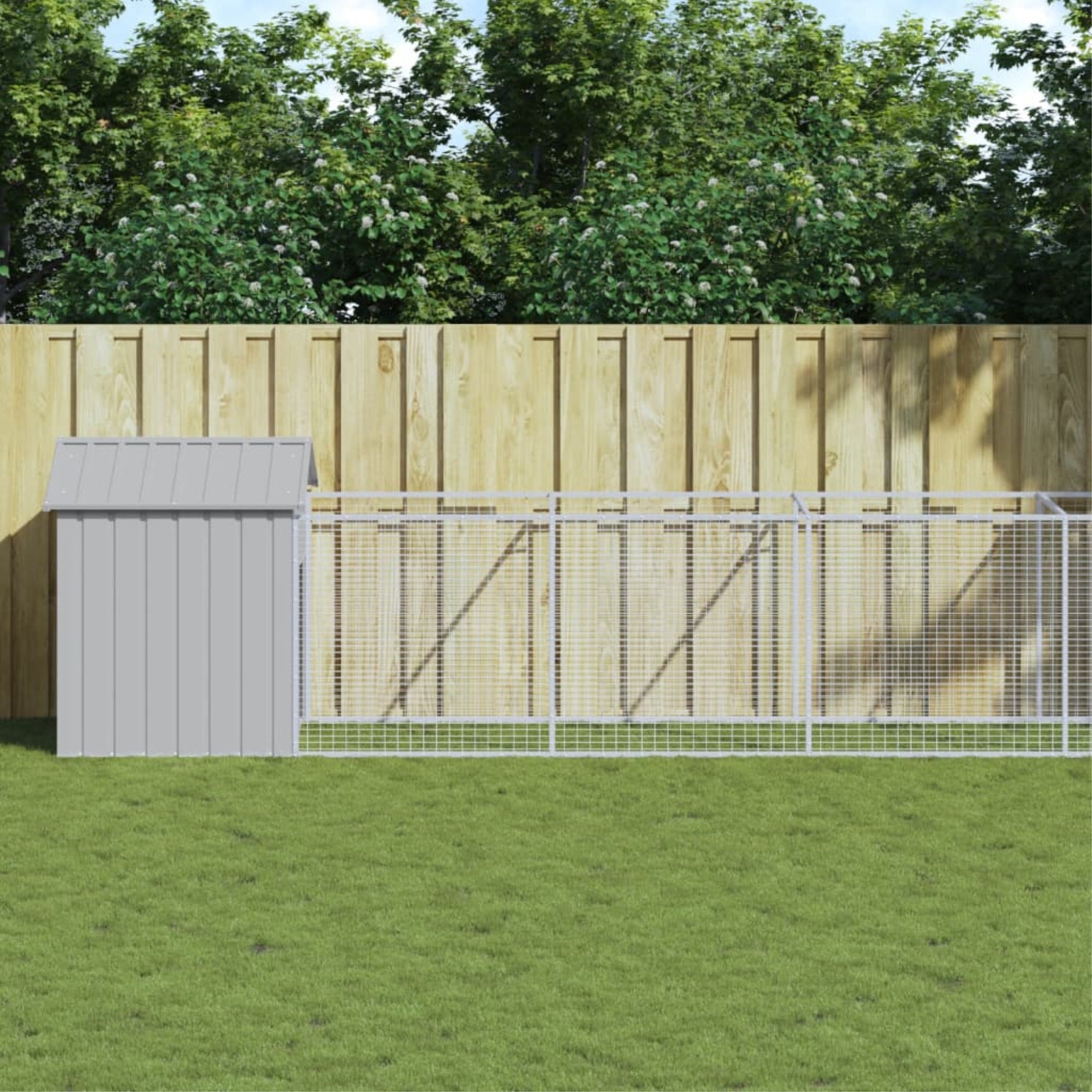vidaXL Dog House with Roof Light Gray 46.1x480.7x48.4 Galvanized Steel