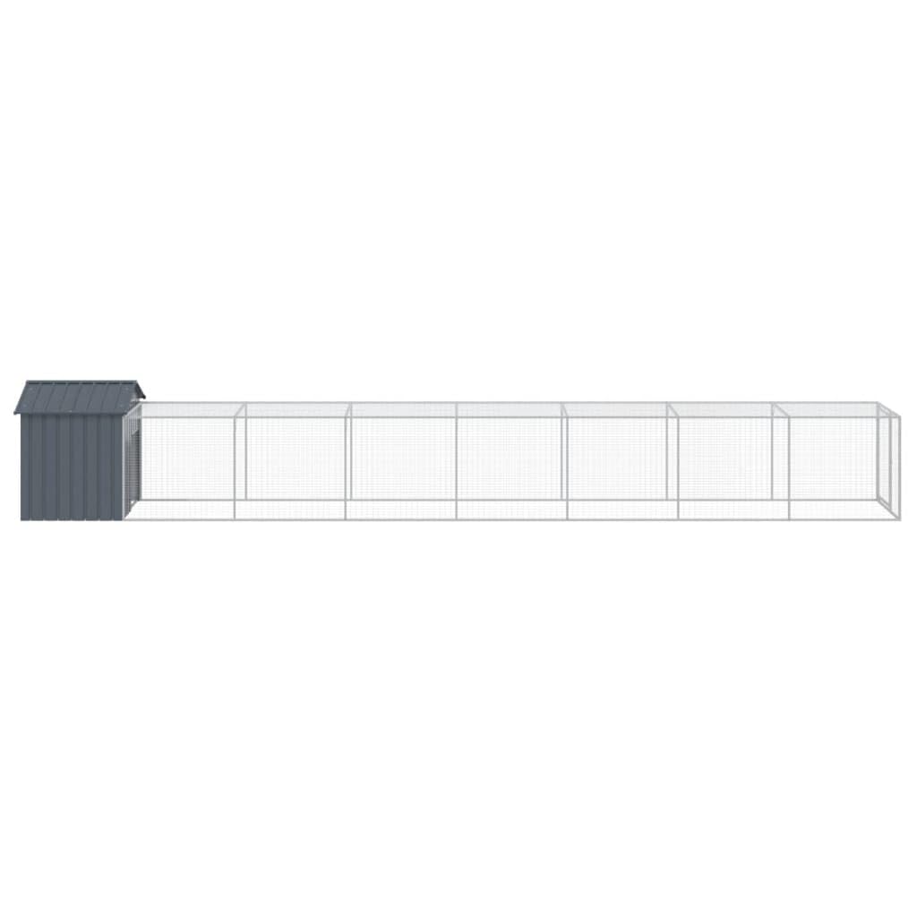 vidaXL Chicken Cage with Corral Galvanized Steel Grey 117x814x123 cm