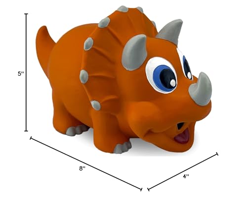 PetSport Naturflex Large Triceratops Latex Dog Chew Toy | All-Natural Soft, Squeaky, Non-Toxic Rubber Chew Toy | Safe for Indoor