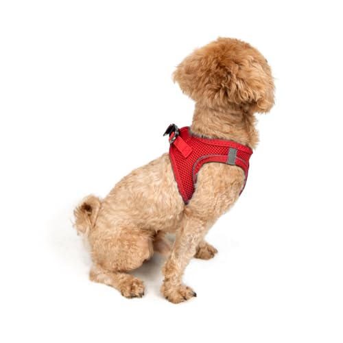 Tailpetz XXSmall Dog Harness - Adjustable Step in No Pull Harness for Puppies Under 5 Pounds (Bright Red, 2XS)