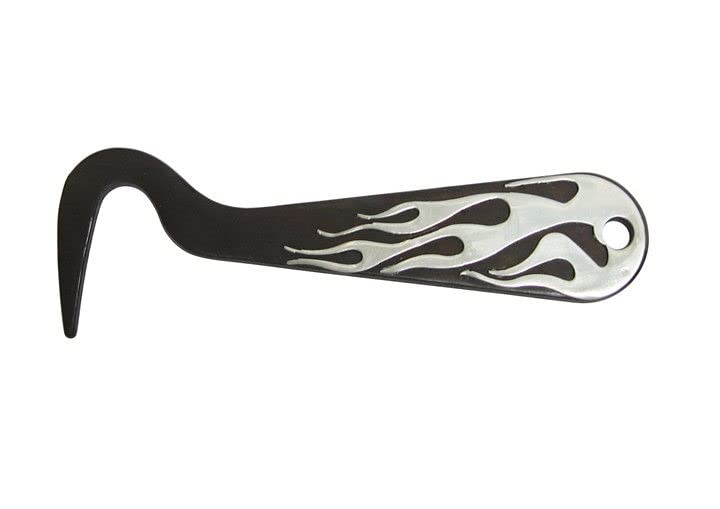Aj Tack Antique Brown Steel Hoof Pick Flames Design