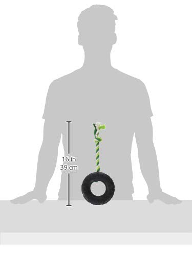 Boss Pet 52988 Dense Rubber Tire And Rope Tug Dog Toy For Strong Chewers