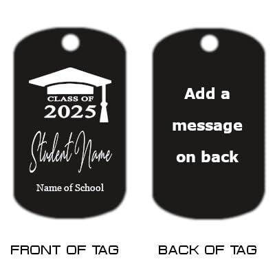 Class Of 2025 Graduation Dog Tag - Personalized Year, Student Name, And School, Graduation Gift, Dog Tag Necklace