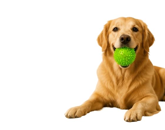 Spiky Dog Chew Toy Ball, Green, NonToxic Rubber, Cleans Teeth & Gums, Bouncy & Floatable, For Indoor & Outdoor Play