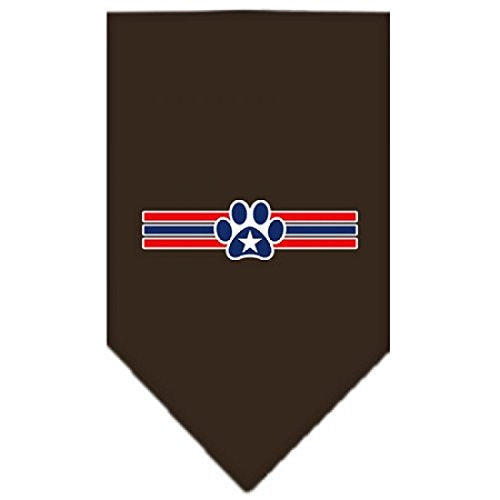 Pet and Dog Bandana Screen Printed, &quot;Patriotic Star Paw&quot; Cocoa Small
