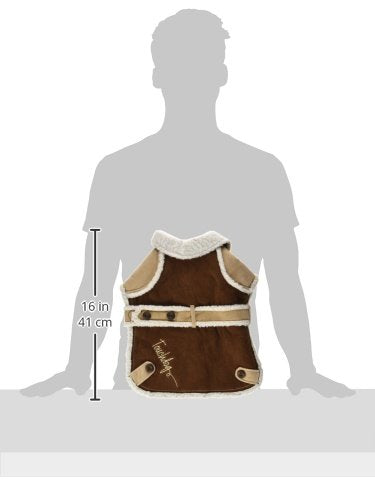 TOUCHDOG 'Sherpa-Bark' Original Designer Fashion Pet Dog Coat Jacket, Medium, Dark Choco Brown, Light Sand Brown