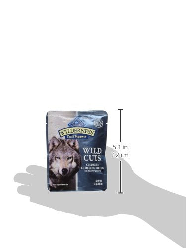Blue Buffalo Wilderness Trail Toppers Wild Cuts High Protein Natural Wet Dog Food, Chunky Chicken Bites in Hearty Gravy, 3 Oz po