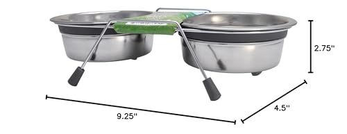 Loving Pets Silent Double Diner Pet Bowl, 1/2-Pint, Grey