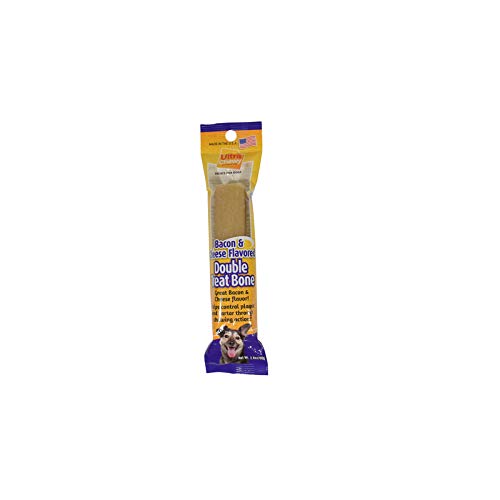 Ultra Chewy Double Treat Bones 2.8 oz Bacon & Cheese Grain Free Treats for Dogs - Pack of 12