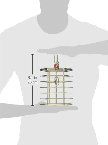 Featherland Paradise | Stainless Steel Baffle Cage | Hanging Foraging Toy Feeder for Medium to Large Birds | Large