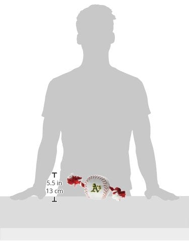 Mlb Oakland Athletics Baseball Rope Toy For Dogs & Cats. Tough Nylon, Sporty Baseball Design, Heavy-Duty Ropes With Inner Squeak