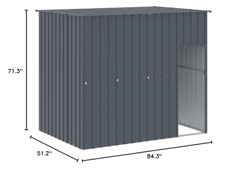vidaXL Dog House with Run Anthracite 84.3x501.2x71.3 Galvanized Steel