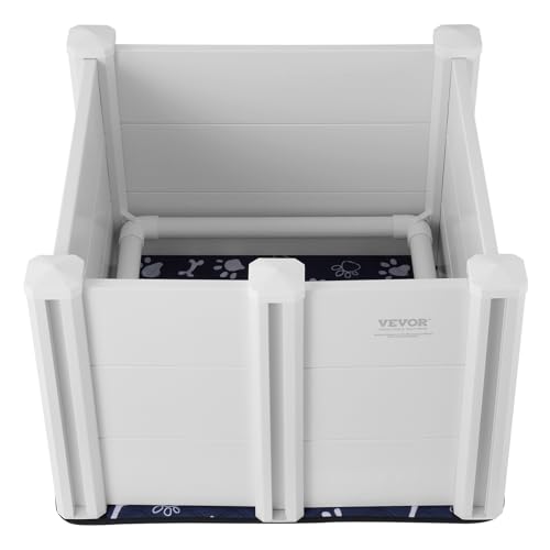 VEVOR Dog Whelping Box 28.3x28.3x18.1in PVC with Rails Pee Pad for Dogs Puppies