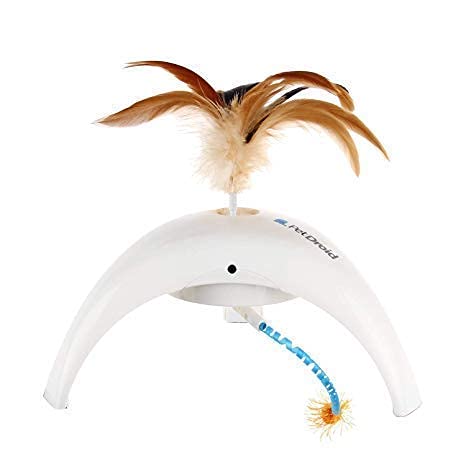 Pet Guard Interactive Cat Natural Feather Spinner 3 Motion Sensor Activated Stalk And Catch Entice Hunting Instincts Cat Toy