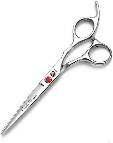 Purple Dragon 5'/5.5'/6'/6.5'/7'/7.5'/8'/9'/10' Sharp Edge Hair Cutting Shears Pet/Puppy/Cat Grooming Scissors With Bag - Perfect For Barber Or Dog Groomer
