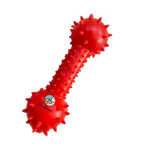 Dog Trust Pet Chew Toy Rubber Dumbbell Pet Dog Cat Puppy Sound Polka Dot Squeaky Toy Resistant To Bite Rubber Dumbbell Chewing F
