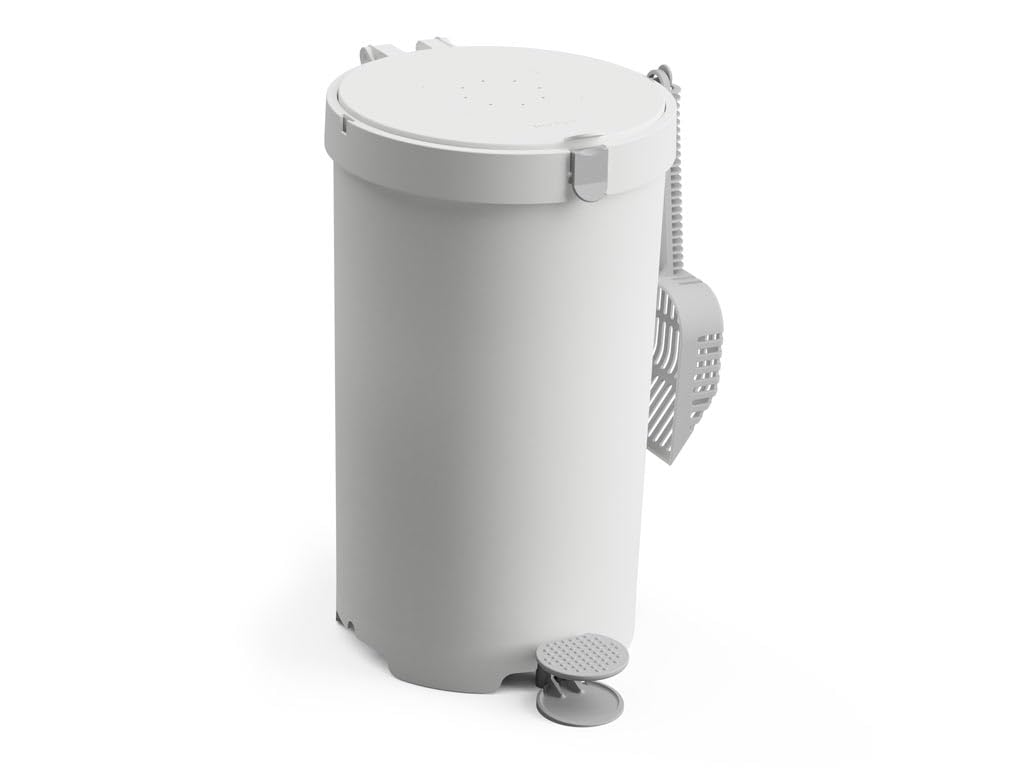 Modkat Litter Keeper - Cat Litter Disposal (Includes Litter Scoop, 2X Bamboo Charcoal Filters, And 10X Recycled Waste Bags (Whit