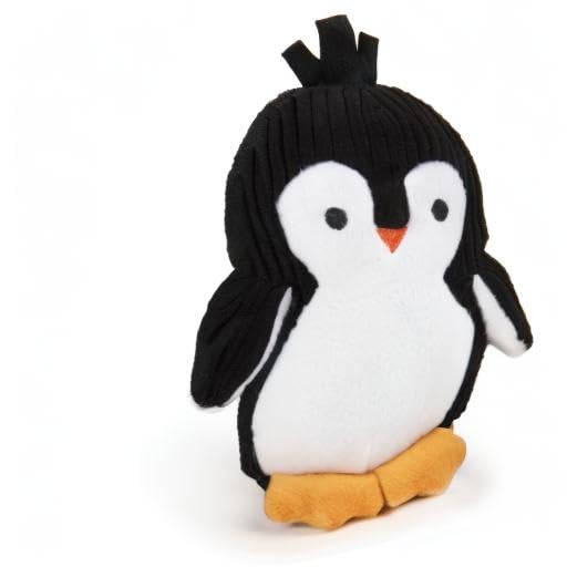 Trustypup Strong 'N Silent Penguin Silent Squeak Plush Dog Toy, Chew Guard Technology - Black/White, Medium