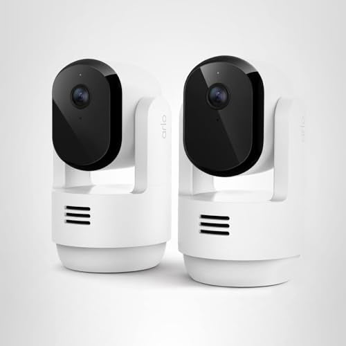 Arlo Essential Indoor Pan Tilt Security Camera 2K (2025 Release) - Wired Plug-in Power, Person Recognition, Animal Detection, An