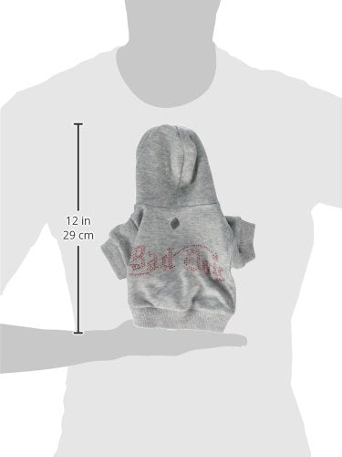 Pet, Dog & Cat Hoodie Rhinestone, Bad Dog Gray XS (0-3 lbs.)