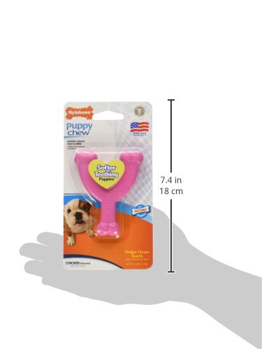 Nylabone Wishbone Puppy Chew Toy, Toys For Teething Puppies, Pink, Chicken Flavor, X-Small - Up To 15 Lbs, 1 Count