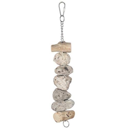 Exotic Nutrition Pumice Chew Dangle - Natural Healthy Hanging Cage Accessory Toy - For Squirrels, Degus, Chinchillas, Prairie Do