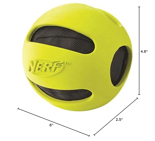 Nerf Dog Bash Ball Dog Toy With Interactive Crunch, Lightweight, Durable And Water Resistant, 2.5 Inches, For Small/Medium/Large Breeds, Single Unit, Green, One-Size-For-Most (3219)