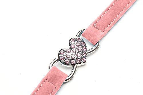Chukchi Heart Bling Cat Collar With Safety Belt And Bell 8-11 Inches(Pink)