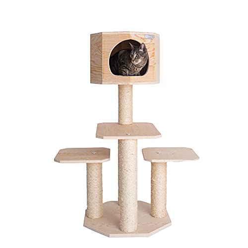 Armarkat Premium Pinus Sylvestris Wood Cat Tree S4203, Tan