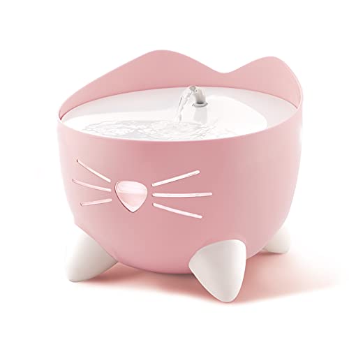 Catit Pixi Drinking Fountain - Cat Water Fountain With Triple Filter And Ergonomic Drinking Options, Pink