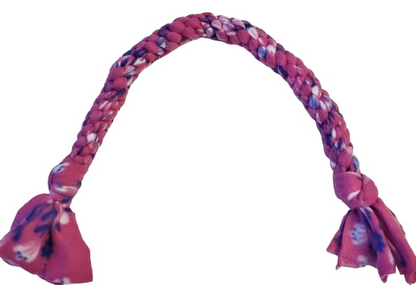 Dog Puppy Tug Pull Toy Rope Play Durable Interactive Entertaining Heavy Duty Fleece Square Braid by KNOTS SO FAST (Pink)