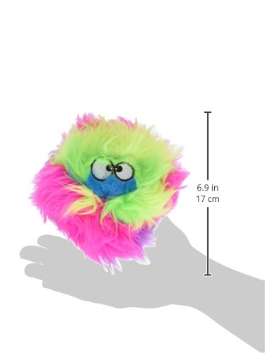 Godog Furballz Squeaky Plush Ball Dog Toy, Chew Guard Technology - Rainbow, Small