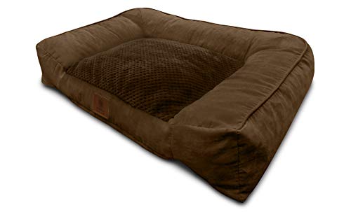 American Kennel Club Memory Foam Sofa Pet Bed, Akc Brown Fur Memory Foam Pet Bed, X-Large, Brown Popcorn Fur