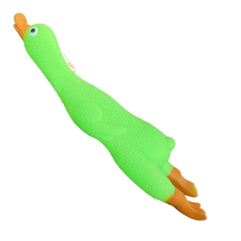 BohoBark Rubber Vinyl Squeaky Duck Dog Toy with Internal Squeak Medium Size Green Colour