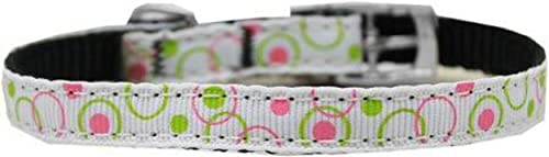 Mirage Pet Products Retro 3/8&quot; Nylon Dog Collar with Classic Buckle, Size 14, White