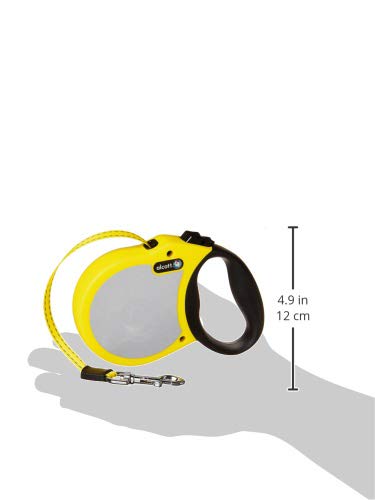 Alcott Visibility Retractable Reflective Belt Leash, 16' Long, Small For Dogs Up To 45 Lbs., Neon Yellow With Reflective Accents