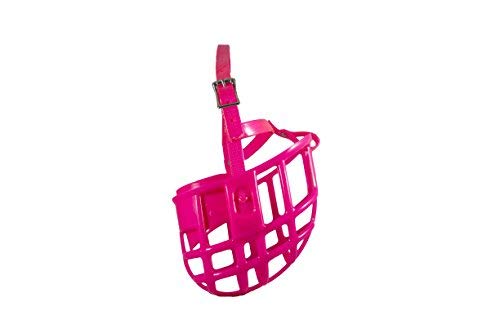 Birdwell Enterprises - Plastic Dog Muzzle With Adjustable Plastic Coated Nylon Headstall - Made In The Usa - (Large, Pink)