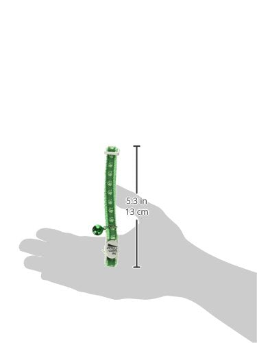 Meow Town Two-Tone Pawprint Cat Collar, 3/8-Inch, Green