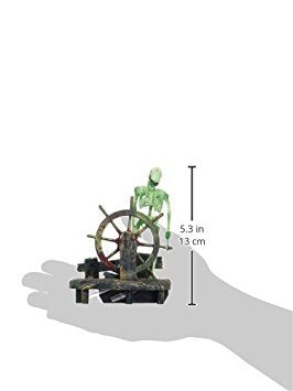 Penn-Plax Action-Air Aerating Aquarium Ornament – Creates Movement In Fish Tank – Air Pump Driven – Skeleton At The Wheel
