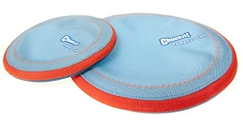 Chuckit! Paraflight Flying Disc Dog Toy - Water Floating Flyer - Durable Nylon Construction With Soft Rubber Edges - For Small And Medium Dogs - Size Small - 6.75' L X 6.75' W - Pack Of 1