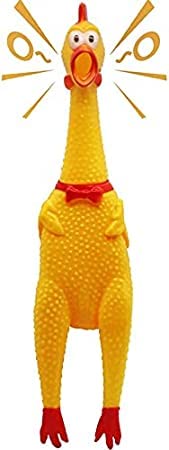 RvPaws Dogs Screaming Rubber Squaking Chicken Toy Novelty and Durable for All Breed Sizes Dogs Cats (Cock Toy)