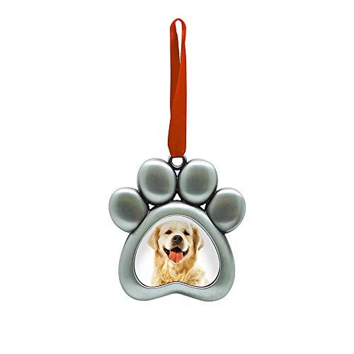 Pearhead Christmas Pet Pawprint Photo Ornament, Dog Or Cat Christmas Tree Ornament, Pet Memorial Keepsake Picture Frame, Classic Holiday Home Decor, Pet Owner Gift Ideas, Silver Metal