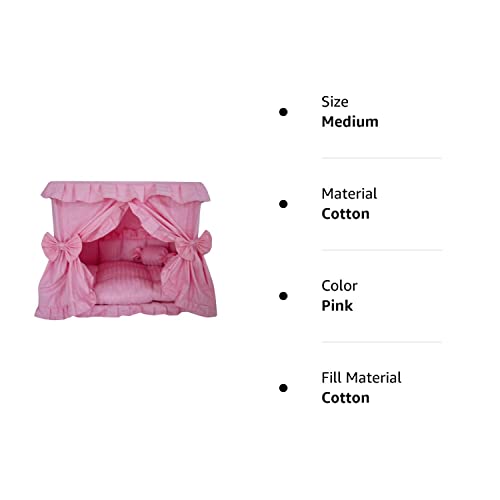 Princess Pink Pet Dog Handmade Bed House+1 Candy Pillow (M)