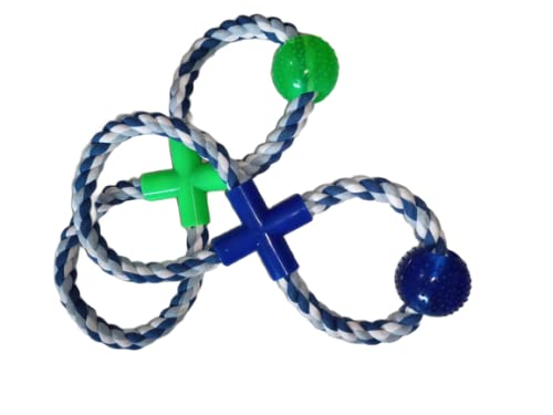Dog Trust Imported, Tennis Ball, Rope Tug, Chew Toy For Puppy/Dog (With Green Rubber Ball)