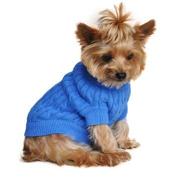 Doggie Design Combed Cotton Cable Knit Dog Sweater - Riverside Blue (Large)