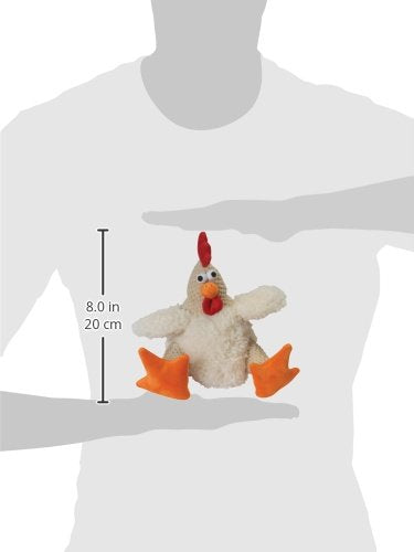 Godog Checkers Fat Rooster Squeaky Plush Dog Toy, Chew Guard Technology - White, Large