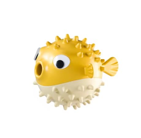 Petgoof?Interactive Fish Treat Dispensing Chew Toy for Dogs & Cats  Durable, NonToxic, Fun Feeding Puzzle Ball  Small & Mediu