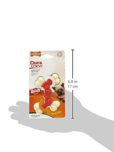 (4 Pack) Nylabone Dura Chew Double Bones, Bacon Flavor - Size Petite/X-Small