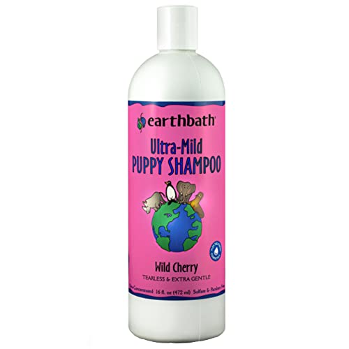 Earthbath Ultra-Mild Wild Cherry Puppy Shampoo - Tearless & Extra Gentle For Puppies' Sensitive Skin, Aloe Vera, Vitamin E, Give