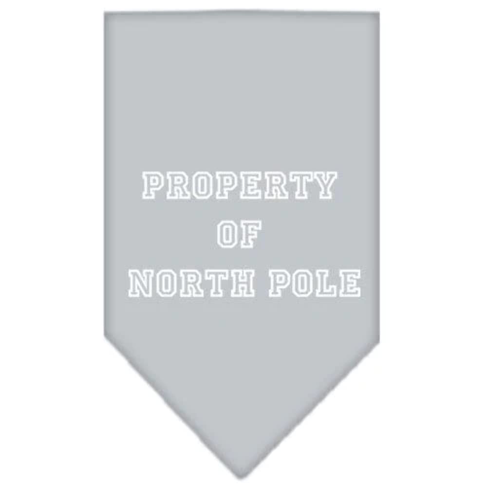 Christmas Pet and Dog Bandana Screen Printed, &quot;Property Of North Pole&quot; Navy Blue Large